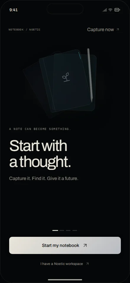 Notebook onboarding on iPhone.